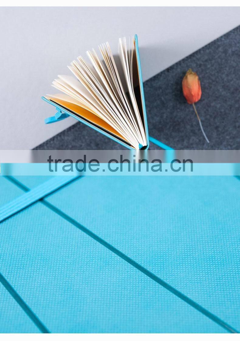 High-grade A5 PU planner customizable faux leather cover with band printing logo section sawing binding hardcover notebook