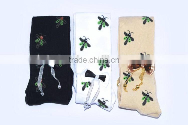 Little Bowknot & dragonfly printed young girls tights