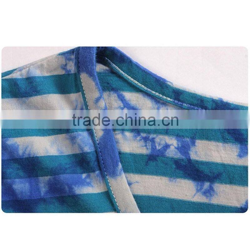 Young girls popular good sale short sleeve splash-ink colorful striped dress shirt