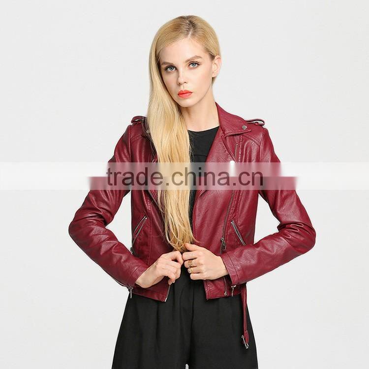2017 latest designs lady casual fashion women leather jacket for wholesale winter coat leather
