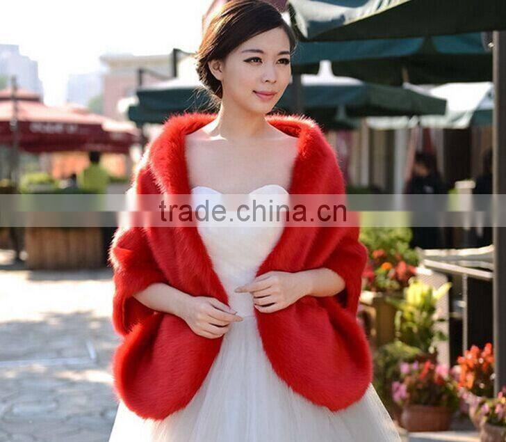 Winter lady black faux fur shawls