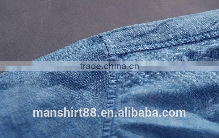 2016 new style roll up sleeve Mandarin collar linen cotton shirts for men