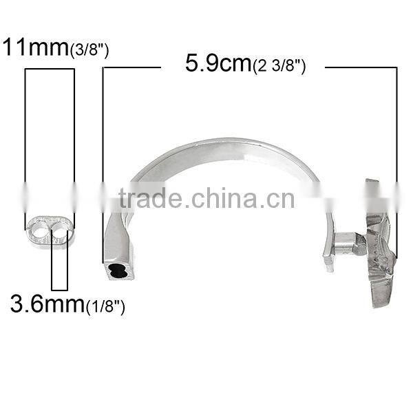 Half Bracelet Bangle Bar With Slider Hook Clasps Owl Halloween Silver Tone 5.9cm x3.2cm 11mm x7mm