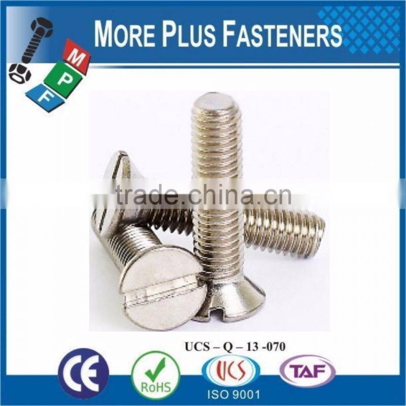 Made in Taiwan Machine Screw ISO 2009 Slotted Flat Head Countersunk