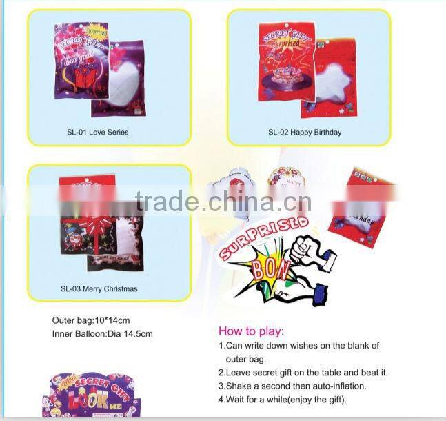 New Design Happy Birthday Secret Gift Self Inflating Foil Balloon