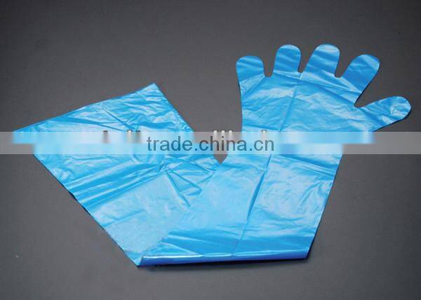 High quality Sanitary Disposable Long Sleeve Plastic Gloves for vet medical
