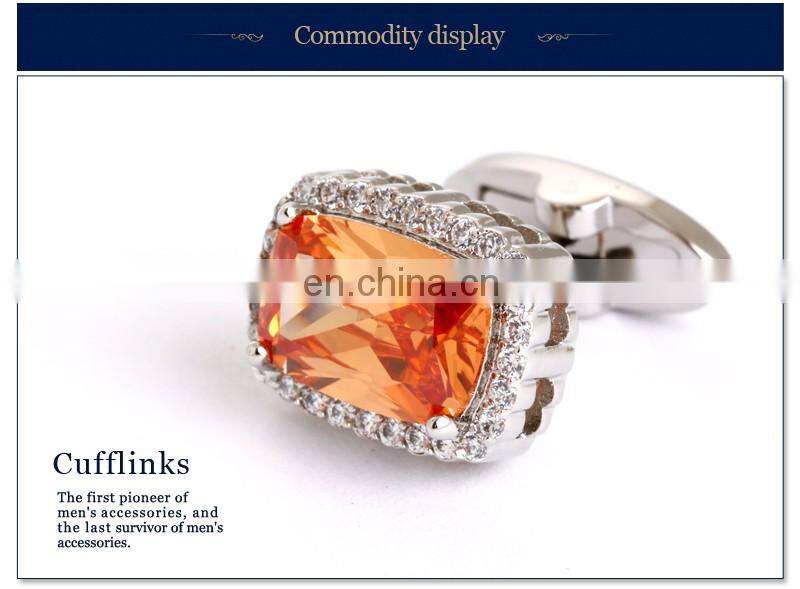 fashion elegant gold plating enamel blue diamond round cufflinks