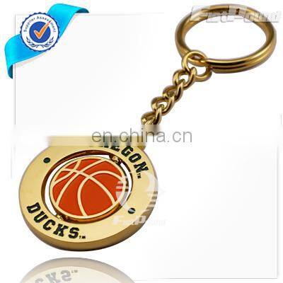 Customized Metal Basketball Sport Key Charm/Key Chain in Gold Finishing