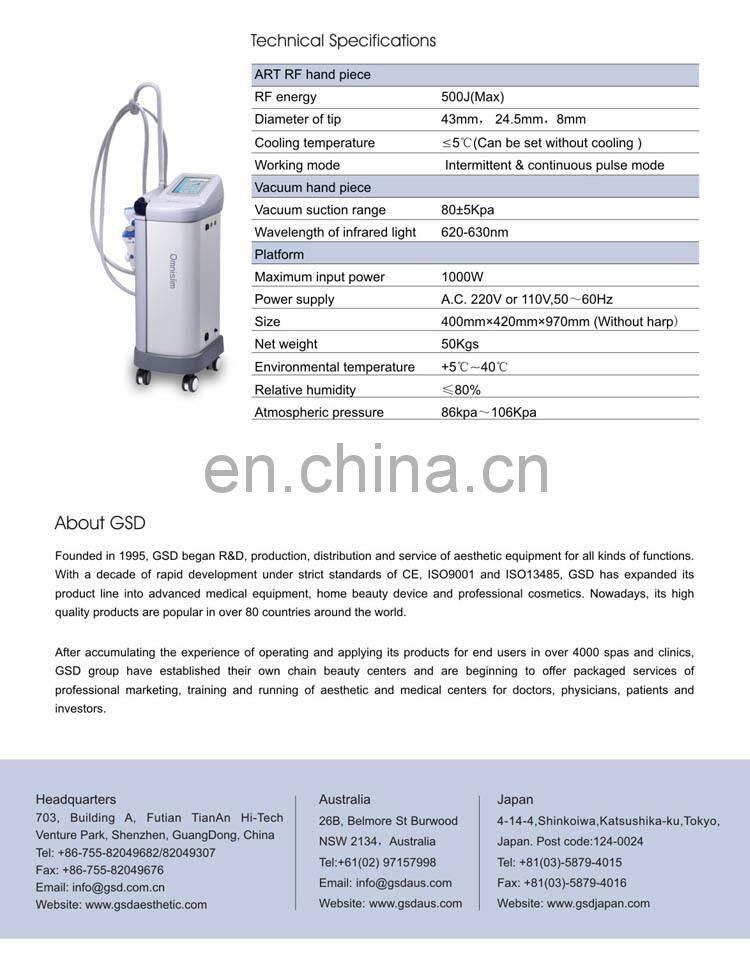 2015 GSD ultra lipo cavitation rf beauty slimming machine / vacuum and rf beauty equipment / body shaping system