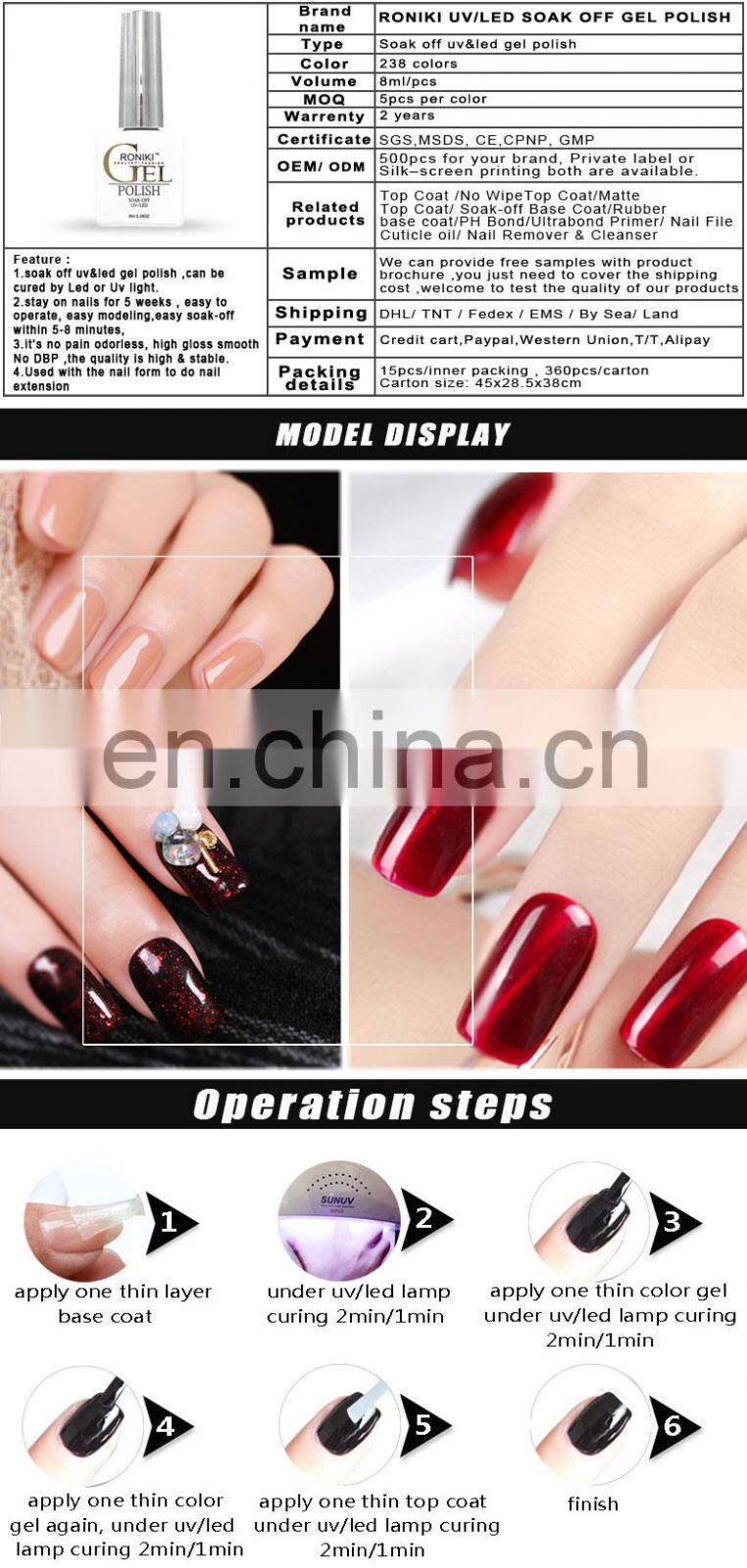 Private Label Color Gel Nail Polish Glass Bottles Painting Gold Nail Paint China OEM 8ml Eco-friendly Nail Beauty