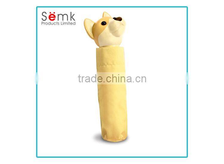 Animal printing yellow antique cotton folding umbrella for girls