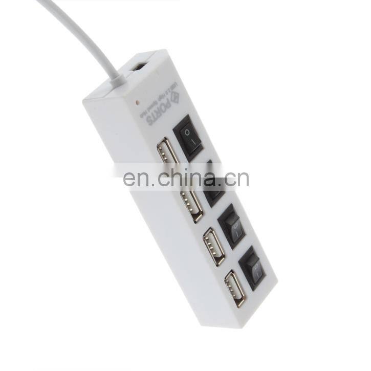 High Speed USB 2.0 4 Port Hub Driver Power On/Off Switch LED Hub USB Por Hub 2.0 For PC Laptop Notebook