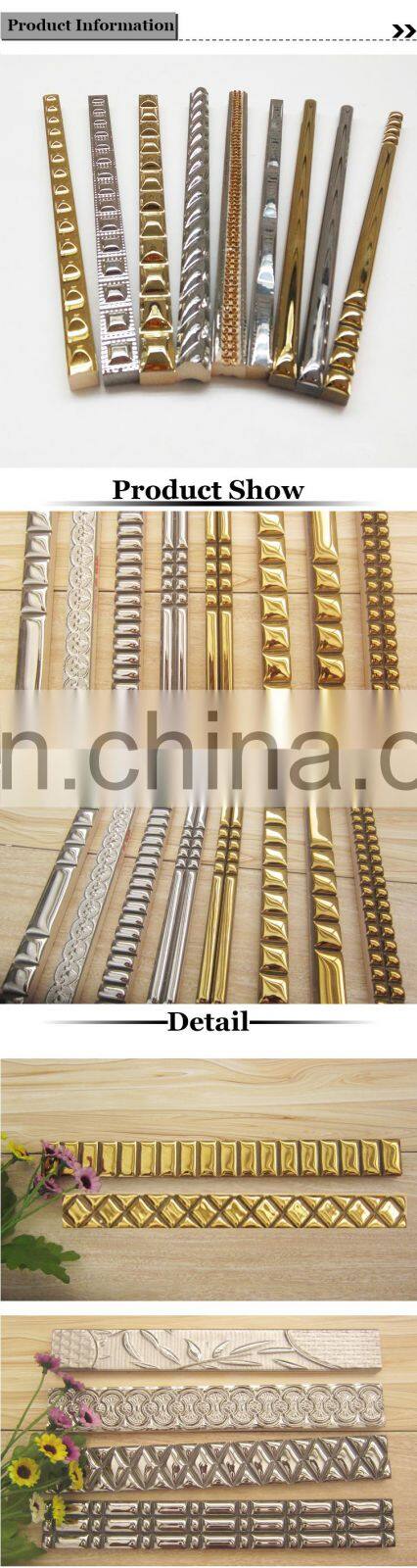 Polished gold ceramic tile border 40x250mm