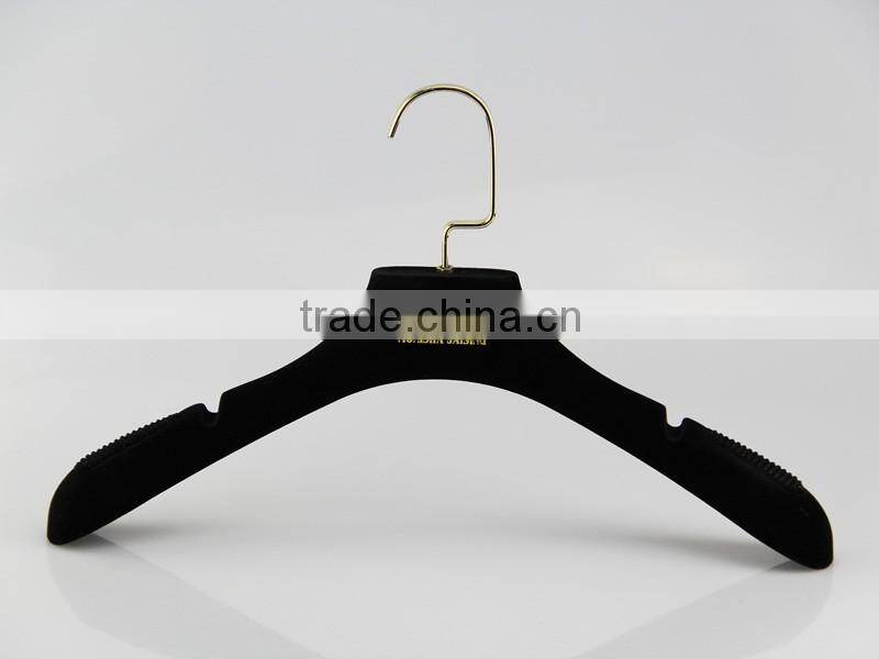 HA7064 black flocking fashionable coat hanger gold velvet hanger