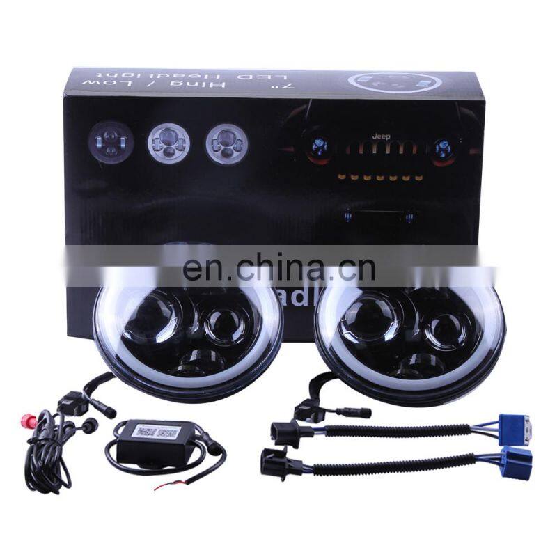 for jeep RGB led headlight mobile phone control led head lamp with led ring