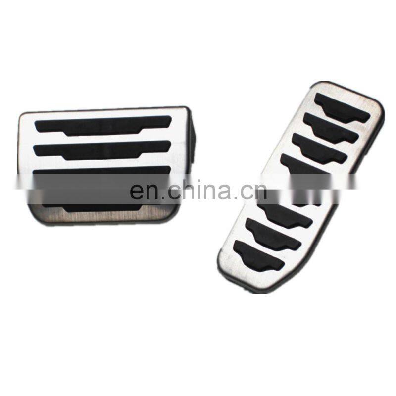 2 Silver NO DRILL Steel Foot Fuel Brake Pedals Pad Sets Cover For Land Rover