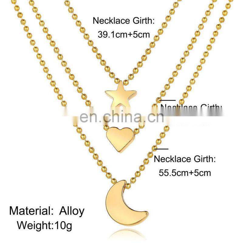 Bohemian Gold Moon Choker Necklace for Women Chains Statement Necklace Star Map Heart Pendant Necklaces Boho Jewelry Gift