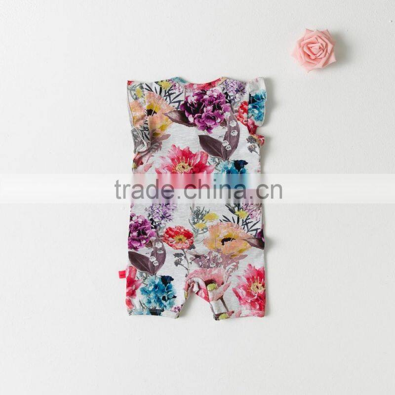 babysuit with all over printing, 95% cotton 5% spandex baby romper