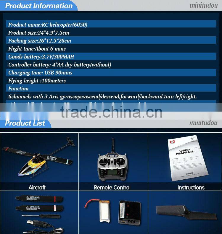 remoto control juguetes / 6 canales helicoptero / 3D stunt /6050 rc helicopter