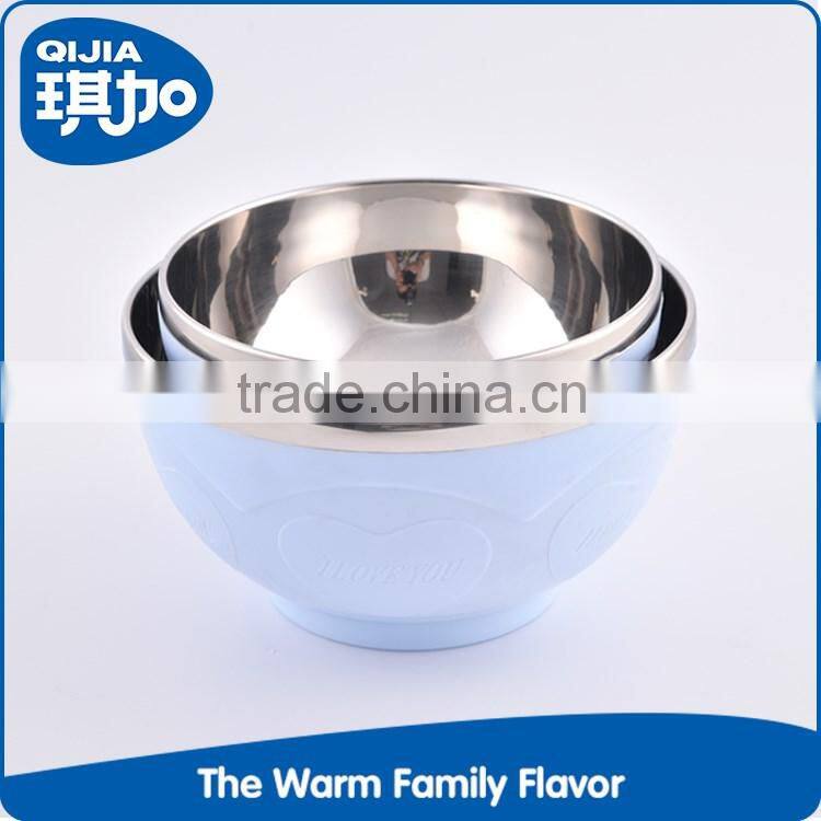 Wholesale different size food grade plastic mixing stainless steel rice bowl set for sale