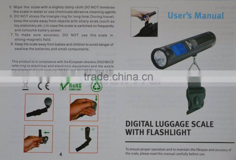 88lb/110lb Capacity 2 in One with Torch Fishing Scale LED Luggage Scale