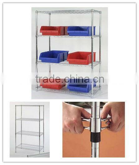 Utility Cart 2-Shelf Wire Shelf w/Rubber Wheel Casters in Chrome