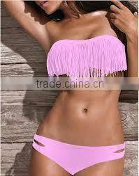 2014 romantic sexy women nude tassels open bikini beach wear