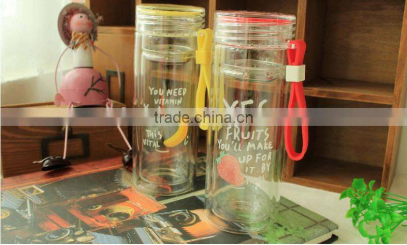 leak protected 4 colors glass tea bottle with portable ring