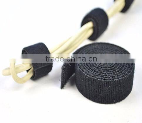 Nylon Black Double Side Hook and loop cable tie for cable mangement