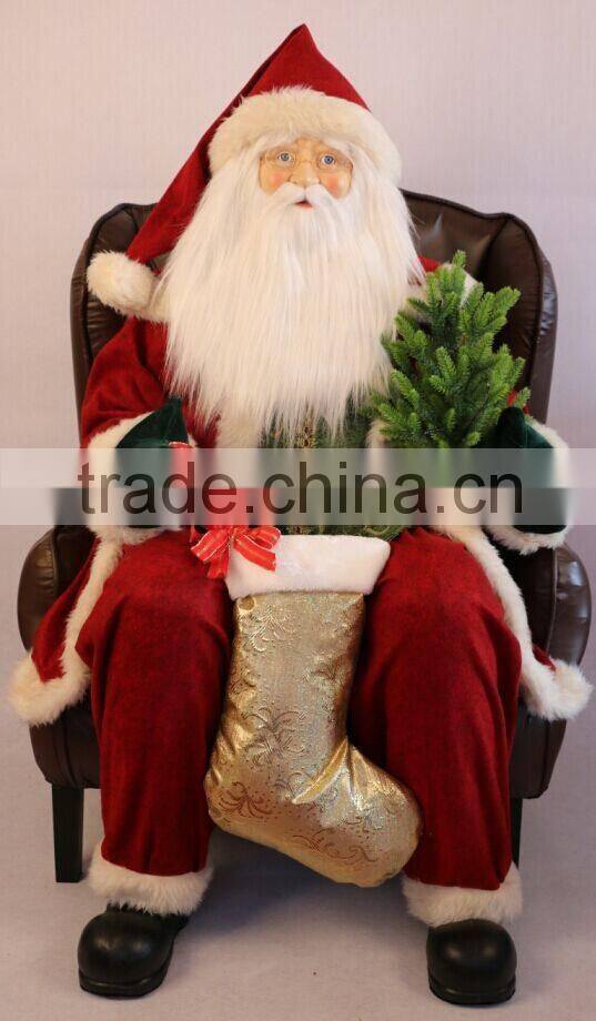XM-A6032 48 inch High indoor christmas inflatable santa ornament with gifts and lighted tree