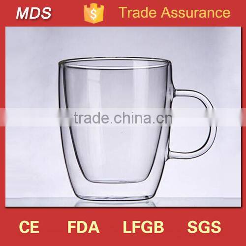Best price products double wall glass coffee mug with handle