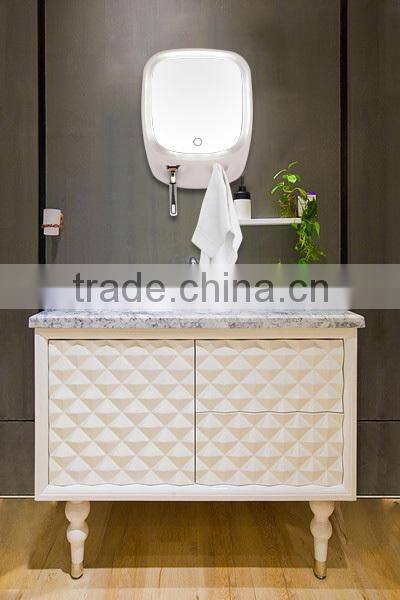 Stick on wall fogless shower mirror shaving mirror , 3x magnifying lighted bathroom wall mirror