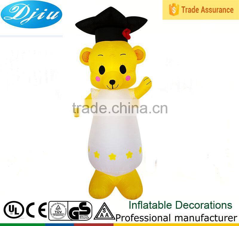 DJ-183 2015 inflatable pretty bear wear white dress LED lighted animal decoration home decoration in hot sale