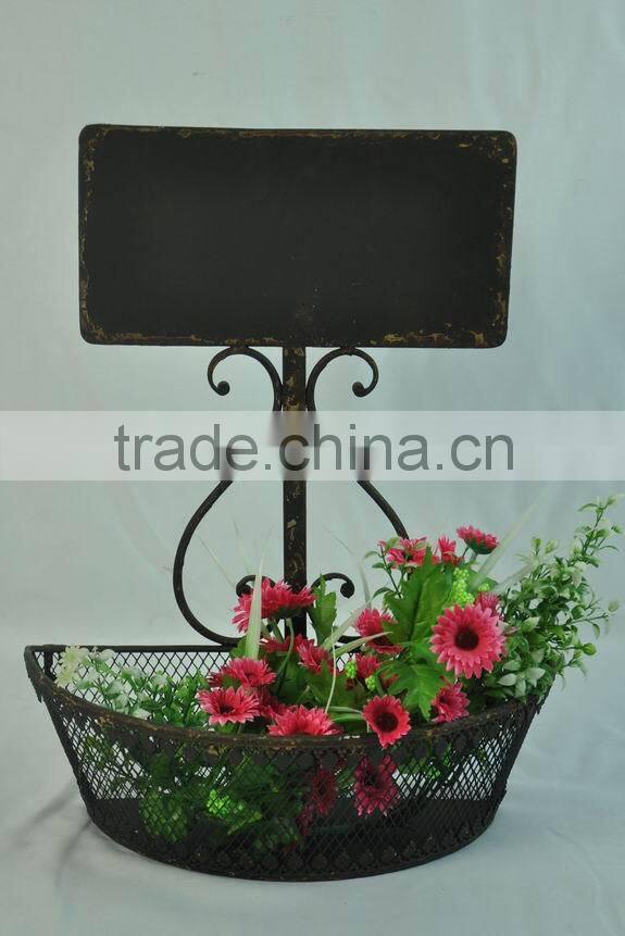 Vintage decorative metal wall basket for plants