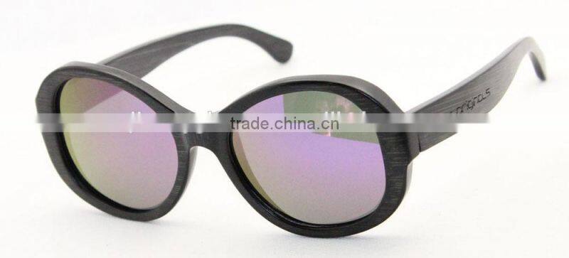 JM571 Handmade Polarized Purple Mirror Lens Bamboo Wood Sunglasses China
