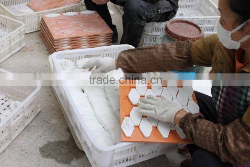 Bianco carrara white marble random strip mosaic tile