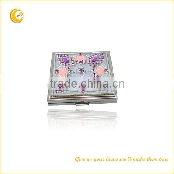 Fashionable powder compact case,makeup cosmetic powder compact with mirrors