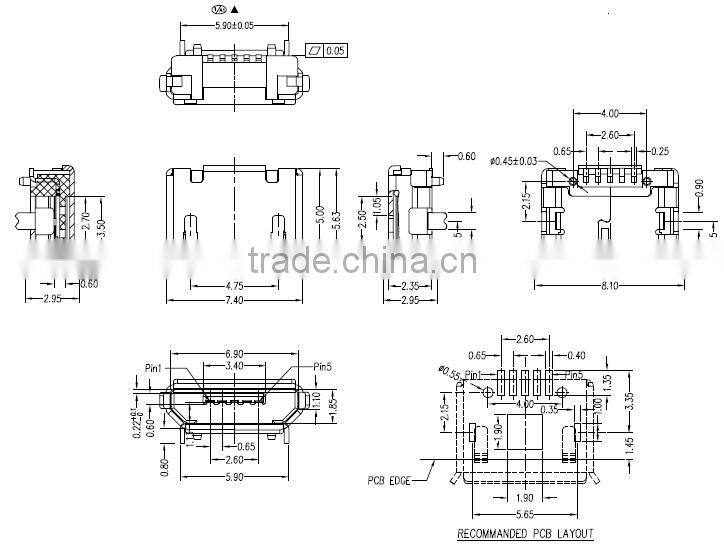 SMT Female Micro USB Connector
