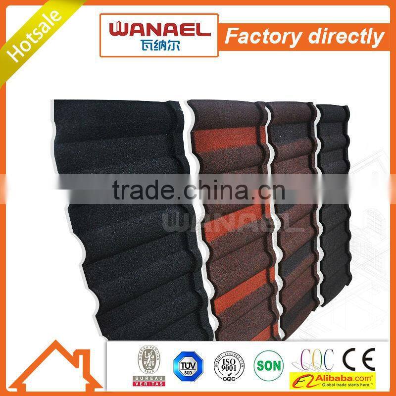 colorful heat resistant villa aluminum roofing sheet/Wanael roof tile factory/Stone coated metal roof tile