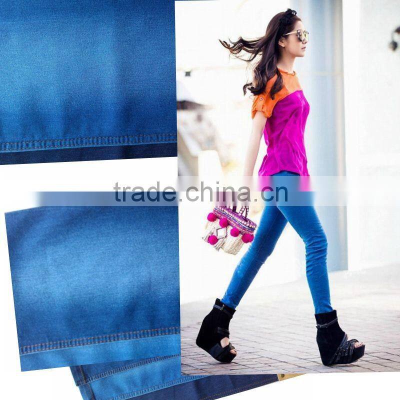 Benzo Blue 80% Cotton 18% Polyester 2% Spandex Elastic Twill Denim Fabric