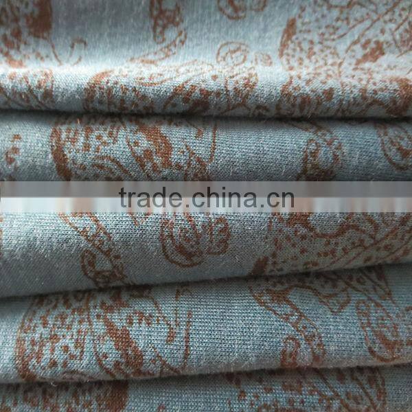 Single jersey poly spun printed knitted fabric