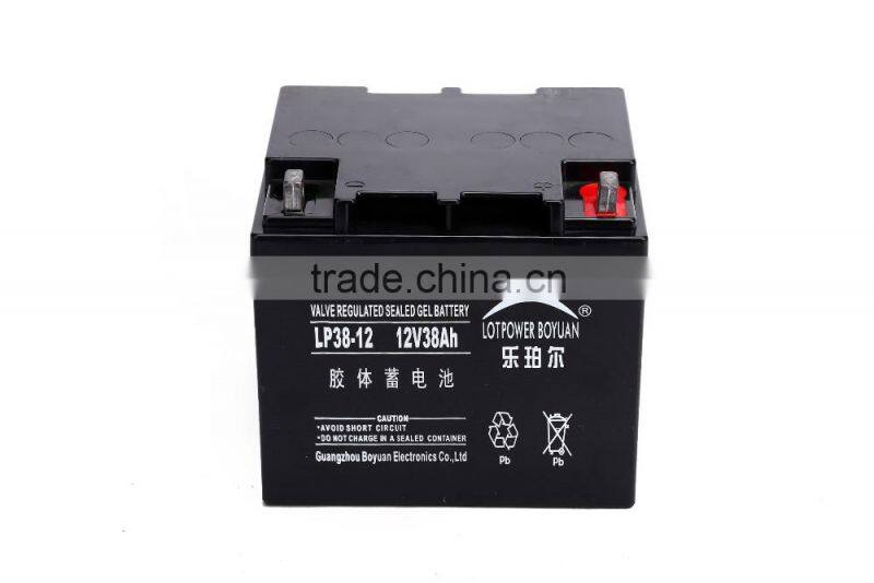 Newest 12v 38ah Rechargeable Gel battery for DC Panel