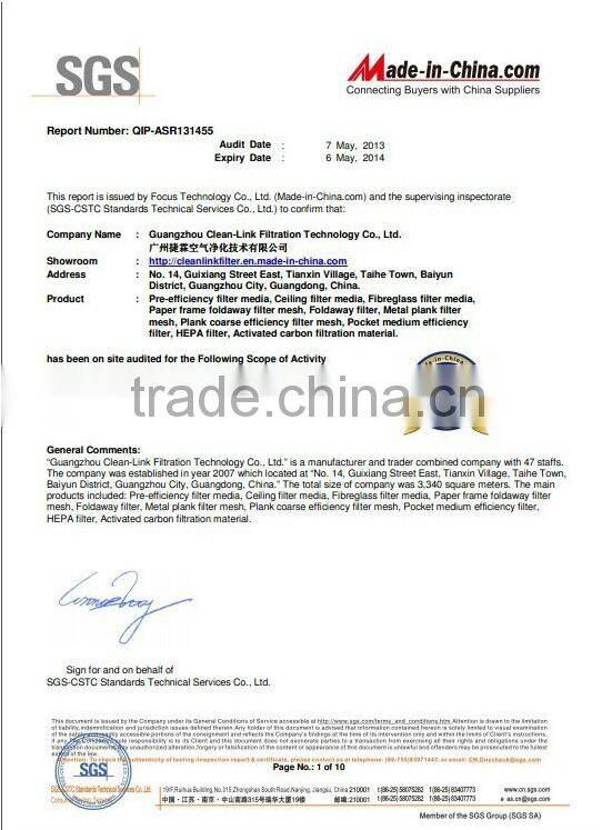 Clean-Link activated carbon filter material in roll