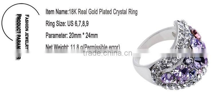 Twinkling 18k White Gold GP Purple Austrian Crystal Eyes Rings For Women