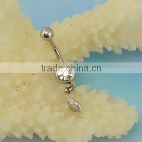 fashion stainless steel piercing body jewelry crystal belly button navel ring