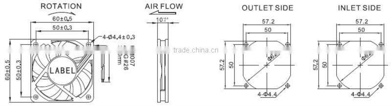 60x60x10mm 12v laptop cooling fan