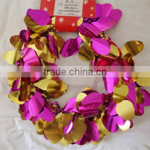 New Elegant PET/PVC/OPP Heart shape Christmas Tinsel Garland