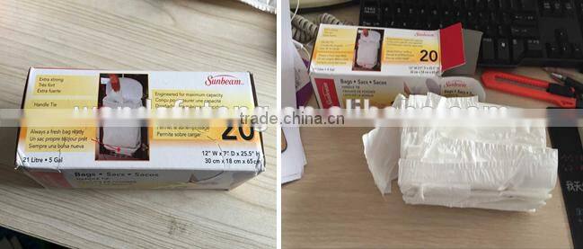 White Plastic t-shirt trash Bags exported to Canada