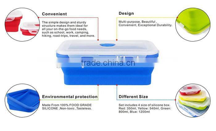 Silicone Collapsible Food Storage Containers - Folding Food Storage 4 Different Sizes Lunch box