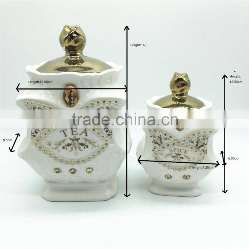 Specifically designed round shape ceramic tea coffee sugar canisters